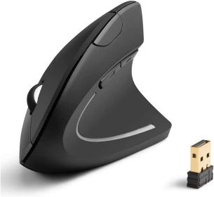Rechargeable Ergonomic Wireless Mouse; 2.4GHz Wireless Optical Mouse with USB Receiver for Mac and Windows