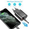 Charging Plug US Standard 3.0 Fast Charge PD Charger 18W for Apple Android USB-A + Type-c Dual Port