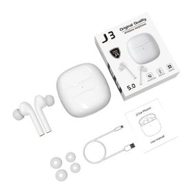 J3 Wireless Headphones Touch Screen Sports Headphones In-ear (Color: White)