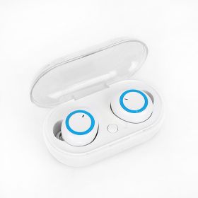 Y50 Bluetooth Headset TWS2 Bluetooth Headset Mini Portable with Wireless Bluetooth Headset 5.0 Touch Touch (Colour: White blue color box packaging)