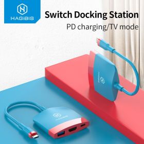 Hagibis Switch Dock TV Dock for Nintendo Switch Portable Docking Station USB C to 4K HDMI-compatible USB 3.0 Hub for Macbook Pro (Color: Black white)