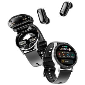 Smart Sports Watch With Built-in Earphone Waterproof Monitoring Blood Pressure Heart Rate Call Is Suitable For Android And IOS (Color: Black)