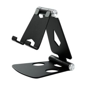 Multiple Color Aluminum Alloy Double Folding Mobile Phone Tablet Holder (Color: Black)