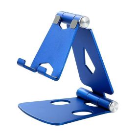 Multiple Color Aluminum Alloy Double Folding Mobile Phone Tablet Holder (Color: Blue)