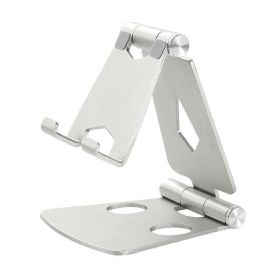 Multiple Color Aluminum Alloy Double Folding Mobile Phone Tablet Holder (Color: Silver)