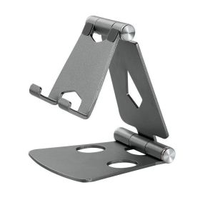Multiple Color Aluminum Alloy Double Folding Mobile Phone Tablet Holder (Color: Grey)