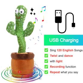 Dancing Cactus Toy Repeat What You Said 60/120 Songs Bluetooth Cactus Twisting The Body With Music Plant Kids Plush Stuffed Toys (Color: Charge Cactus)