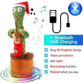 Dancing Cactus Toy Repeat What You Said 60/120 Songs Bluetooth Cactus Twisting The Body With Music Plant Kids Plush Stuffed Toys (Color: Bluetooth Saxophone)