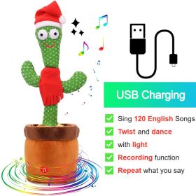 Dancing Cactus Toy Repeat What You Said 60/120 Songs Bluetooth Cactus Twisting The Body With Music Plant Kids Plush Stuffed Toys (Color: Charge Christmas)
