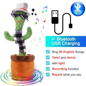 Dancing Cactus Toy Repeat What You Said 60/120 Songs Bluetooth Cactus Twisting The Body With Music Plant Kids Plush Stuffed Toys (Color: Bluetooth Sunglasses)
