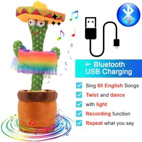 Dancing Cactus Toy Repeat What You Said 60/120 Songs Bluetooth Cactus Twisting The Body With Music Plant Kids Plush Stuffed Toys (Color: Bluetooth MX)