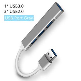 Aluminum alloy splitter multi-function one drag four hubs hub expander high-speed computer multi interface dock (Color: USB White Gray)