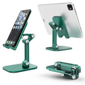 Three Sections Foldable Desk Mobile Phone Holder For iPhone iPad Tablet Flexible Table Desktop Adjustable Cell Smartphone Stand (Color: GREEN)