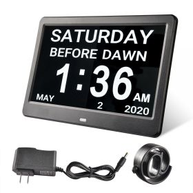 10inch LCD Day Clock/Black (Color: As Picture)