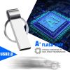 Silver Metal USB Flash Drives 64GB Free key Ring Pen Drive Creative Business Gifts Memory Stick Black Storage Devices