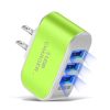 1pc Candy Color US-Spec Power Adapter 3 Ports USB Wall Home Charger Charging Adapter With Indicator