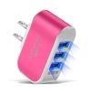 1pc Candy Color US-Spec Power Adapter 3 Ports USB Wall Home Charger Charging Adapter With Indicator