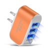 1pc Candy Color US-Spec Power Adapter 3 Ports USB Wall Home Charger Charging Adapter With Indicator