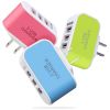 1pc Candy Color US-Spec Power Adapter 3 Ports USB Wall Home Charger Charging Adapter With Indicator